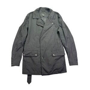 Banana Republic Trench Coat Modern Lightweight Jacket‎ Black Size M Belt Grunge